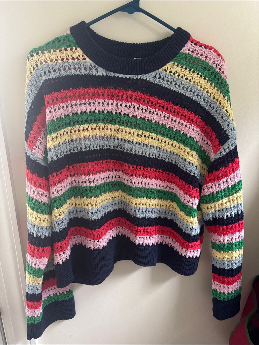 Multicolor Striped Open-Knit Sweater - Women